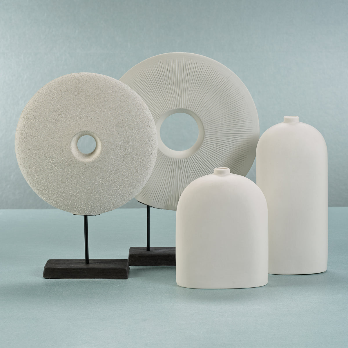 Zodax Lucca All-White Ceramic Vase, Large - 5" x 11"