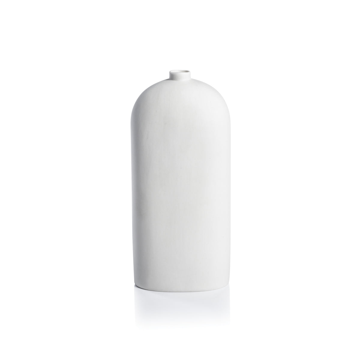 Zodax Lucca All-White Ceramic Vase, Large - 5" x 11"