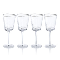 Zodax Kampari Triangular Wine Glasses with Platinum Rim, Set of 4
