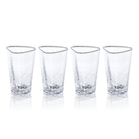 Zodax Kampari Triangular Highball Glasses with Platinum Rim, Set of 4