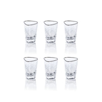 Zodax Kampari Triangular Shot Glasses with Platinum Rim, Set of 6