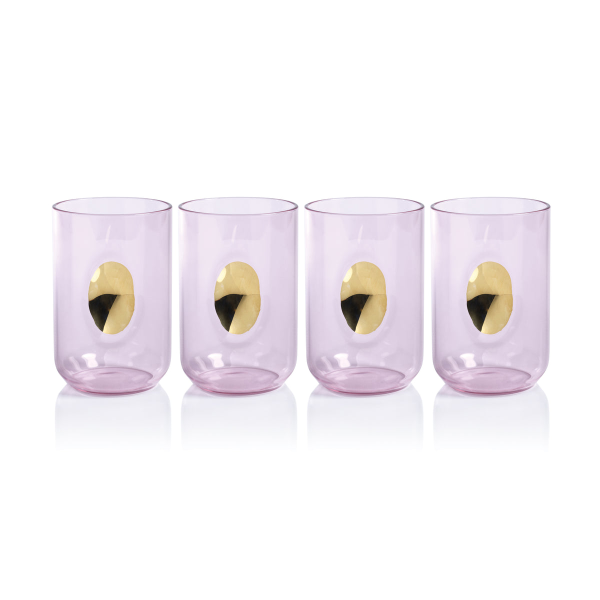 Zodax Ambrosi Tumblers with Gold Accent, Pink, Set of 4