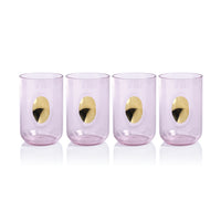 Zodax Ambrosi Tumblers with Gold Accent, Pink, Set of 4
