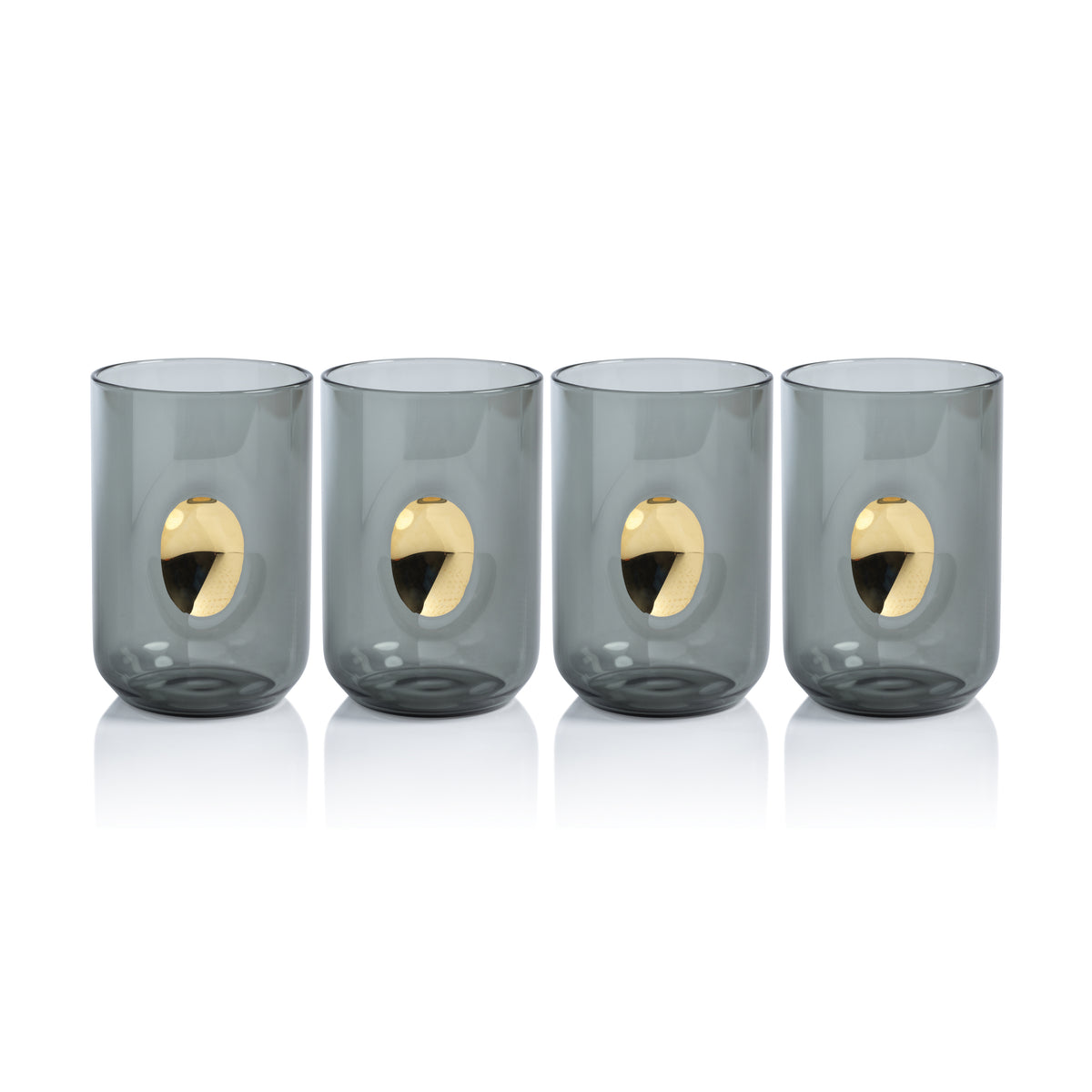 Zodax Ambrosi Tumblers with Gold Accent, Ash Gray, Set of 4