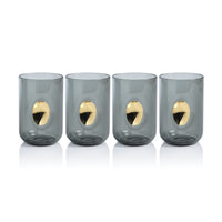 Zodax Ambrosi Tumblers with Gold Accent, Ash Gray, Set of 4