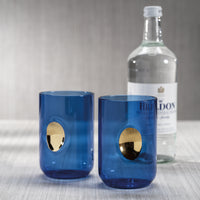 Zodax Ambrosi Tumblers with Gold Accent, Cobalt Blue, Set of 4