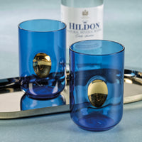 Zodax Ambrosi Tumblers with Gold Accent, Cobalt Blue, Set of 4