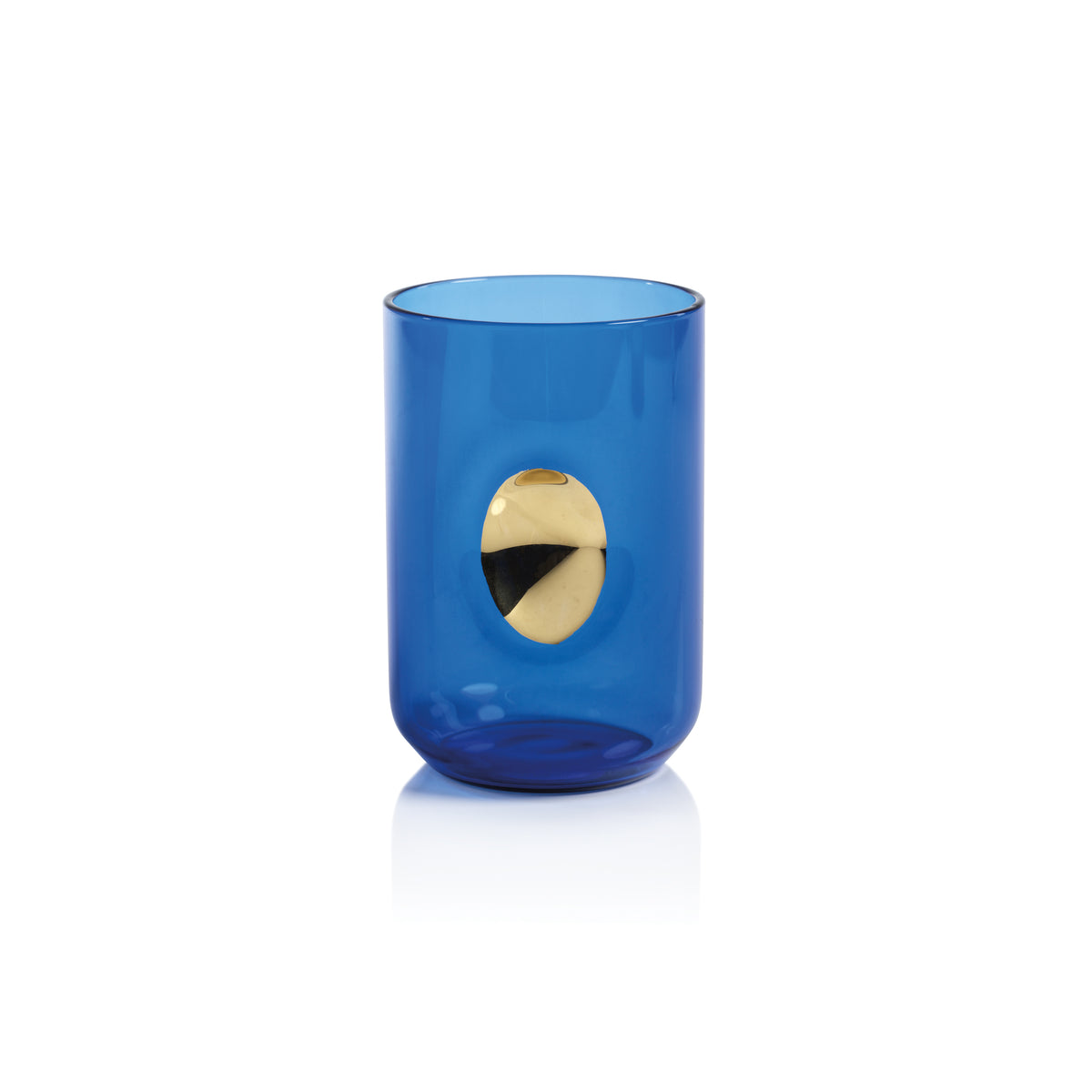 Zodax Ambrosi Tumblers with Gold Accent, Cobalt Blue, Set of 4