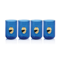 Zodax Ambrosi Tumblers with Gold Accent, Cobalt Blue, Set of 4