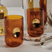 Zodax Ambrosi Tumblers with Gold Accent, Desert Amber, Set of 4