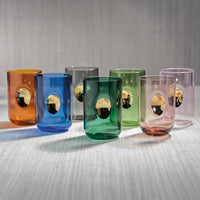 Zodax Ambrosi Tumblers with Gold Accent, Desert Amber, Set of 4