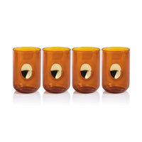 Zodax Ambrosi Tumblers with Gold Accent, Desert Amber, Set of 4