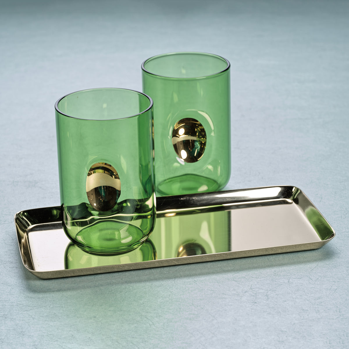 Zodax Ambrosi Tumblers with Gold Accent, Cactus Green, Set of 4