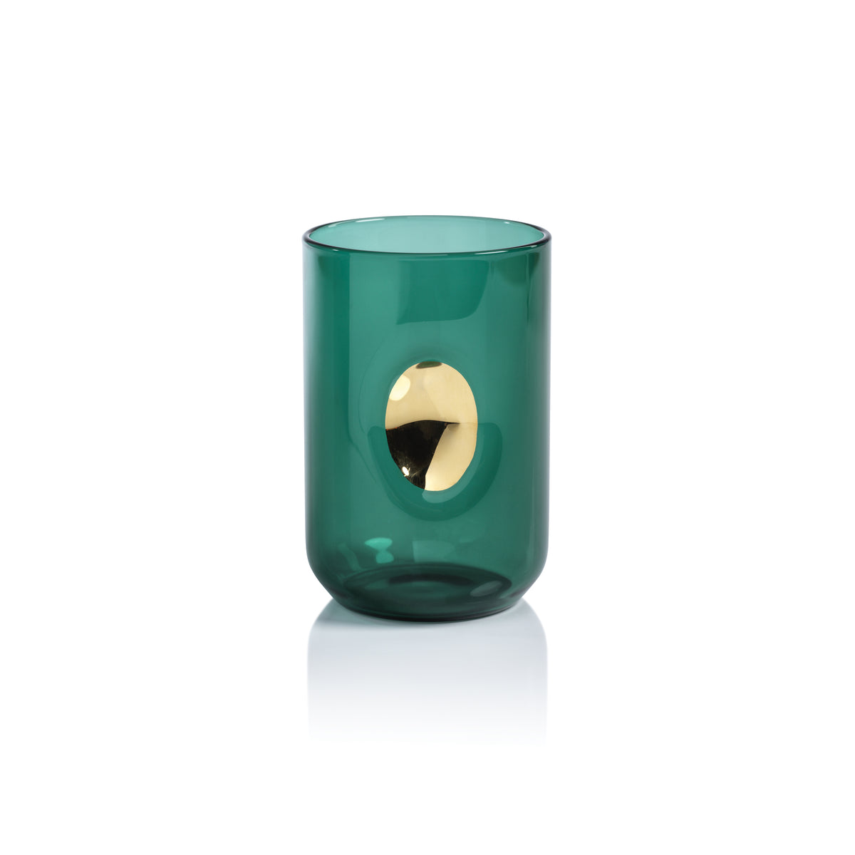 Zodax Ambrosi Tumblers with Gold Accent, Emerald Teal, Set of 4