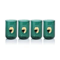 Zodax Ambrosi Tumblers with Gold Accent, Emerald Teal, Set of 4