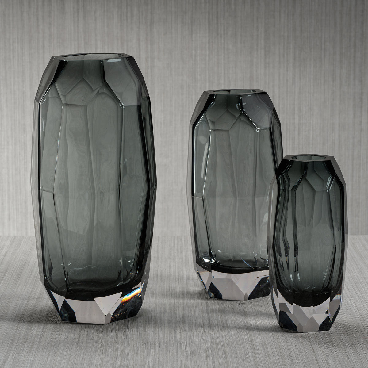 Zodax Juwelo Glass Vase, Large, Smoke