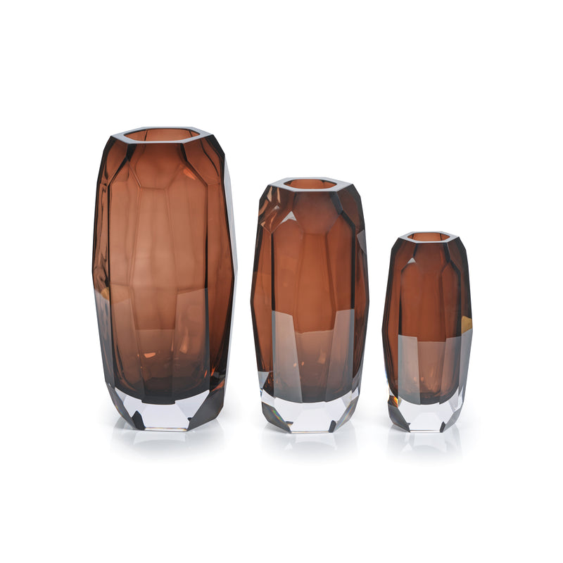 Zodax Juwelo Glass Vase, Medium, Amber