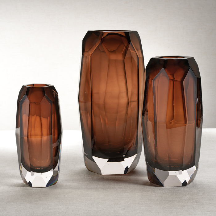 Zodax Juwelo Glass Vase, Large, Amber