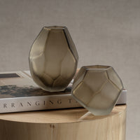 Zodax Kubo Faceted Frosted Taupe Vase, Small