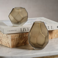 Zodax Kubo Faceted Frosted Taupe Vase, Large