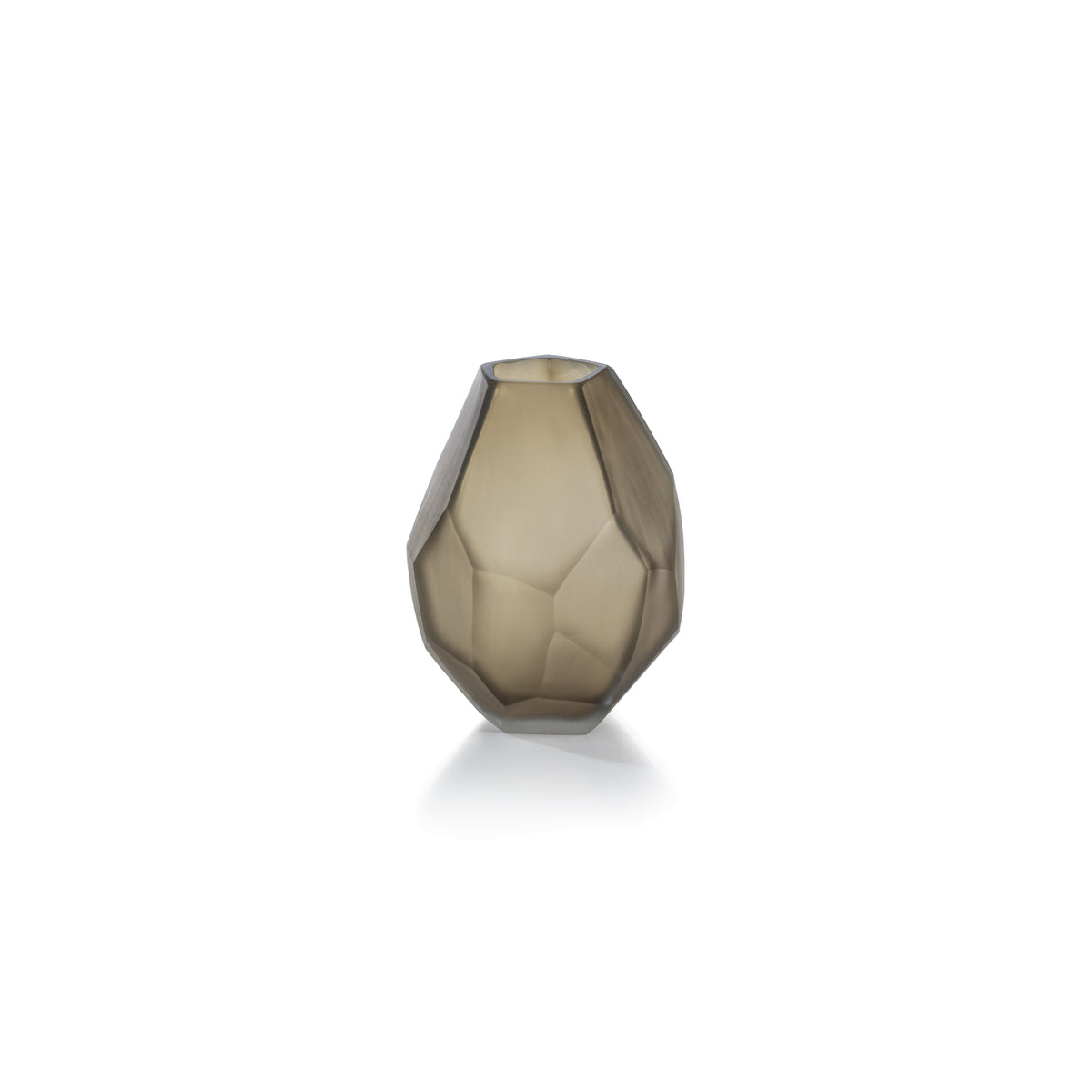 Zodax Kubo Faceted Frosted Taupe Vase, Large