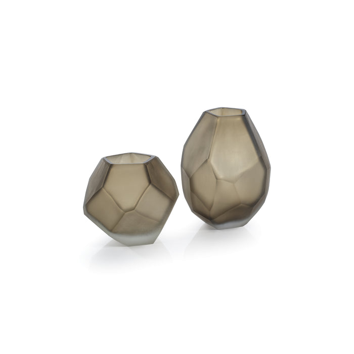 Zodax Kubo Faceted Frosted Taupe Vase, Large