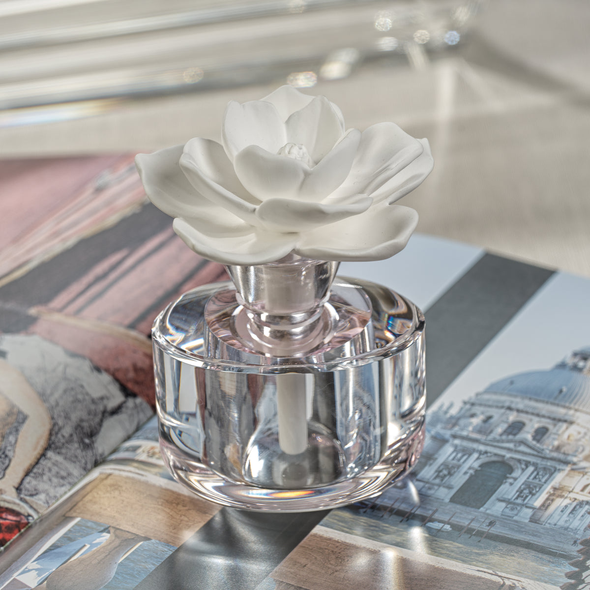 Zodax Venezia Porcelain Diffuser, “Gabriella”- Lily of the Valley, Rose Petals and Musk