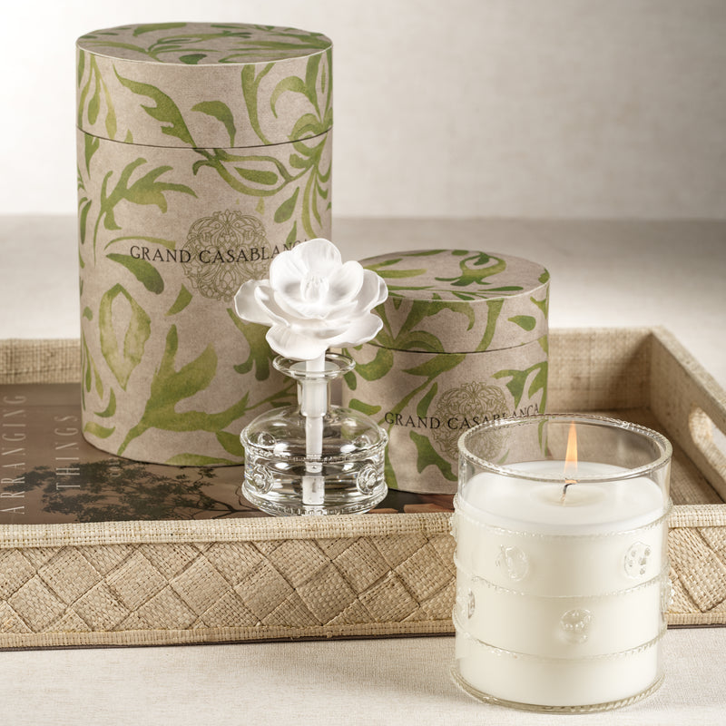 Zodax Mini Grand Casablanca Porcelain Diffuser, Apricot Bloom