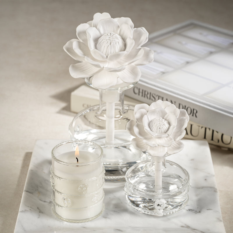 Zodax Mini Grand Casablanca Porcelain Diffuser, Magnolia Petals