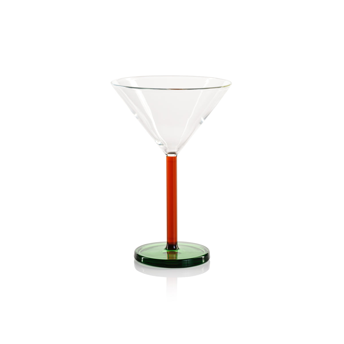 Zodax Vireo 4-Piece Martini Glass Set, Amber & Green