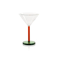 Zodax Vireo 4-Piece Martini Glass Set, Amber & Green