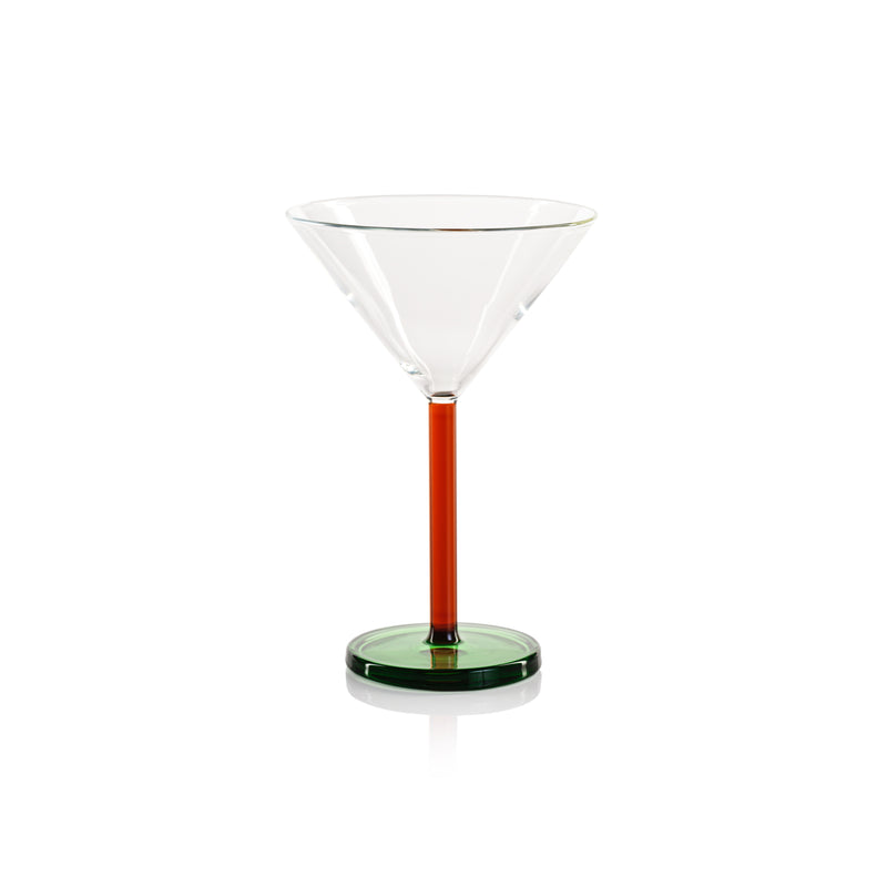 Zodax Vireo 4-Piece Martini Glass Set, Amber & Green