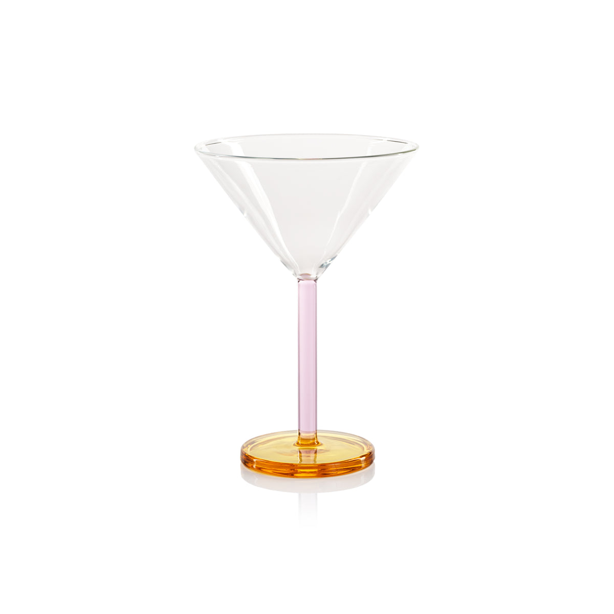Zodax Vireo 4-Piece Martini Glass Set, Pink & Light Amber