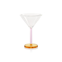 Zodax Vireo 4-Piece Martini Glass Set, Pink & Light Amber