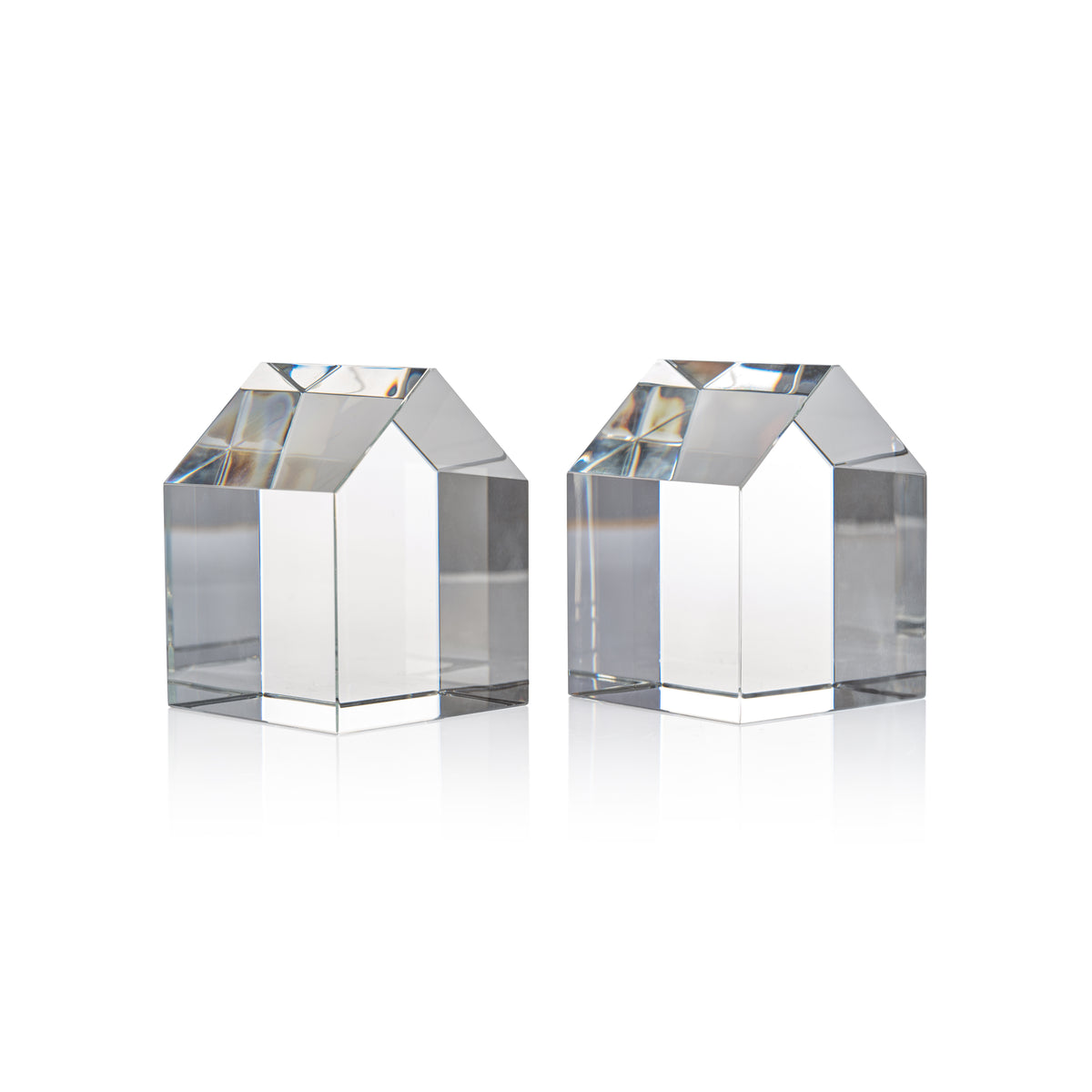 Zodax Carmac House Crystal Glass Décor Bookends, Set of 2