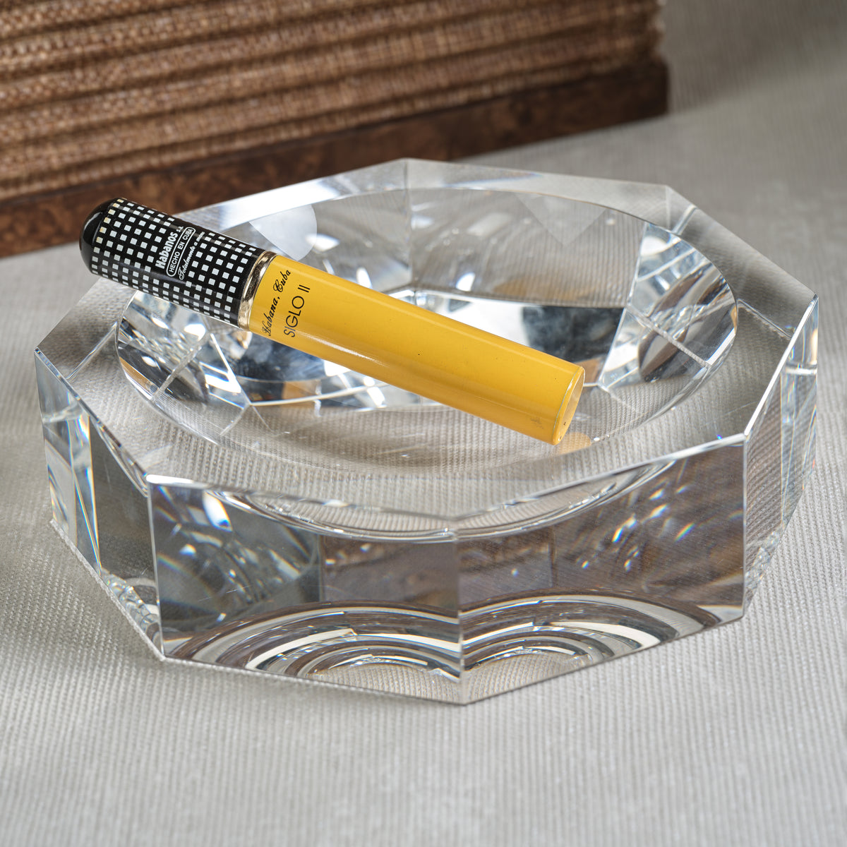 Zodax Carmac Octagon Crystal Glass Bowl, Clear