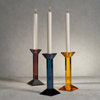 Zodax Carmac Colored Crystal Glass Taper Candle Holder, Deep Blue