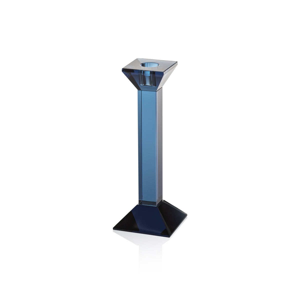 Zodax Carmac Colored Crystal Glass Taper Candle Holder, Deep Blue