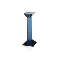 Zodax Carmac Colored Crystal Glass Taper Candle Holder, Deep Blue