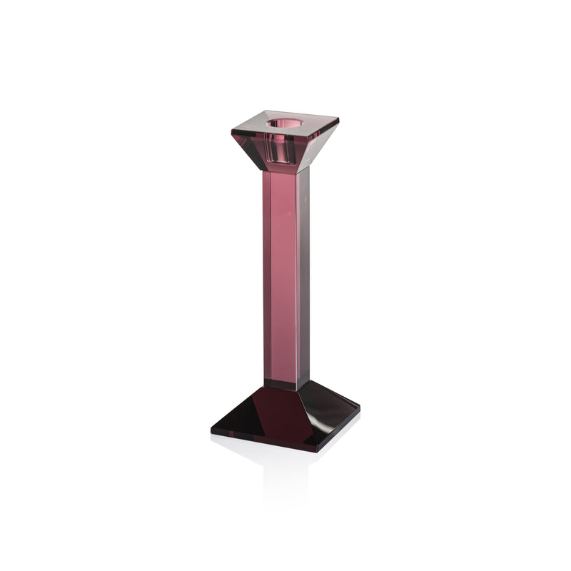 Zodax Carmac Colored Crystal Glass Taper Candle Holder, Amethyst
