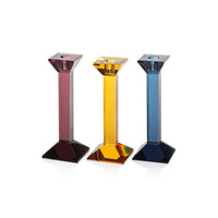 Zodax Carmac Colored Crystal Glass Taper Candle Holder, Amethyst