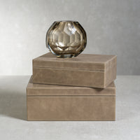 Zodax Nixie Hand Cut Taupe Glass Vase; 5" x 3" x 4.75", Taupe