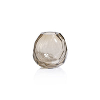 Zodax Nixie Hand Cut Taupe Glass Vase; 6" x 4.25" x 6", Taupe
