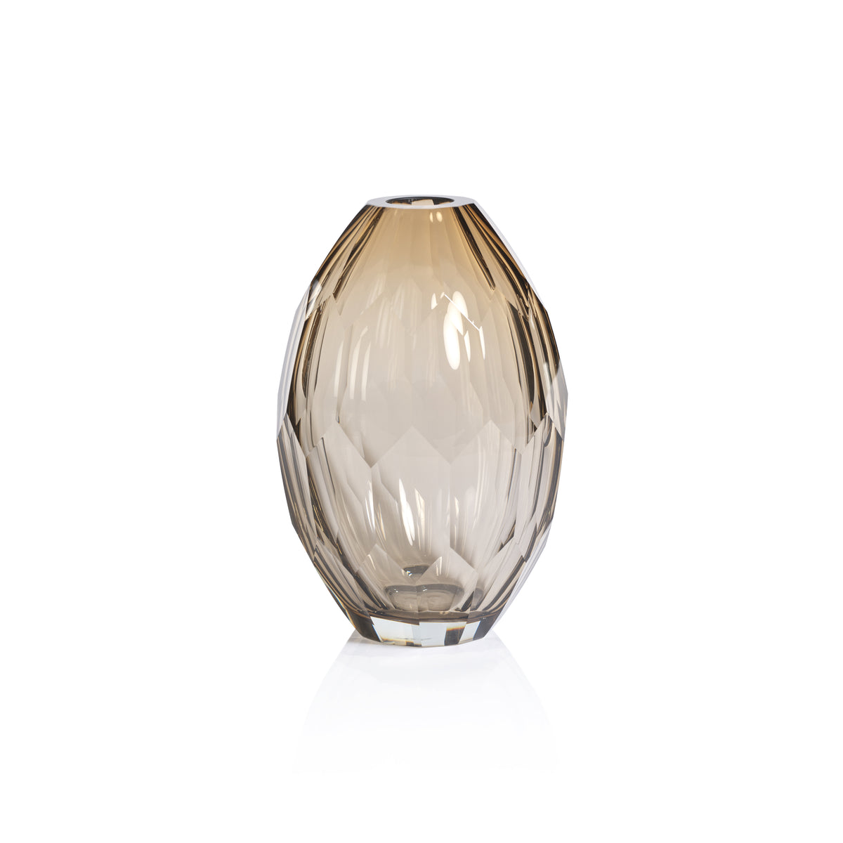 Zodax Nixie Hand Cut Taupe Glass Vase; 6.25" x 6.25" x 9.25", Taupe