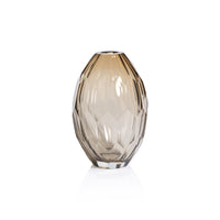 Zodax Nixie Hand Cut Taupe Glass Vase; 6.25" x 6.25" x 9.25", Taupe