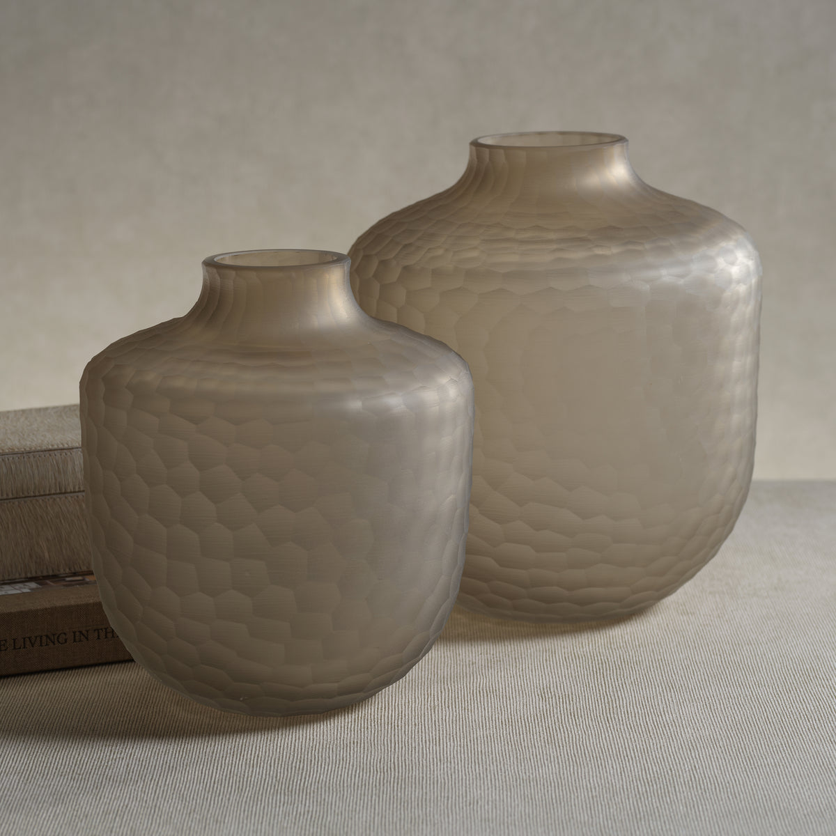 Zodax Albinen Frosted Cut Glass Jug Vase, Small