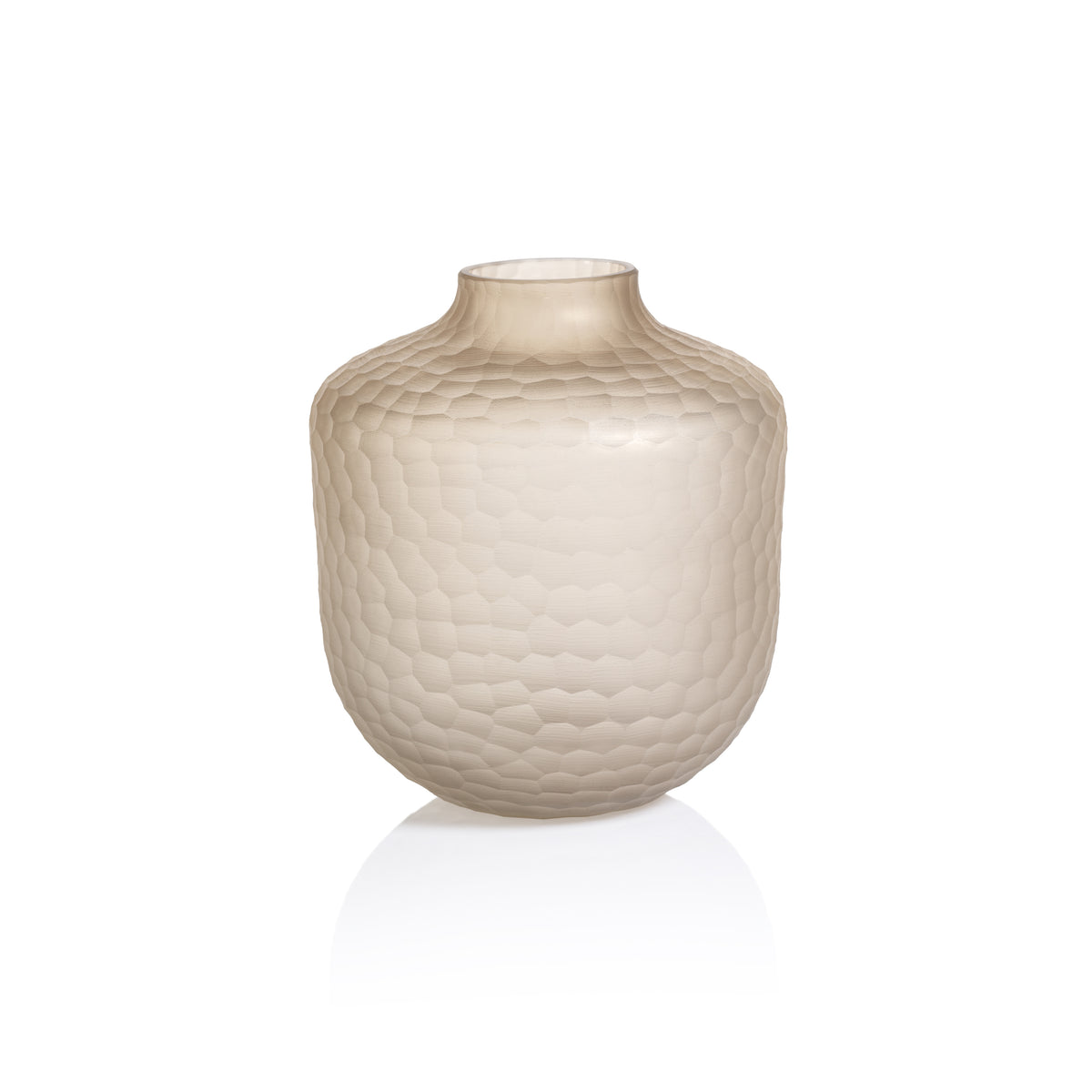 Zodax Albinen Frosted Cut Glass Jug Vase, Large