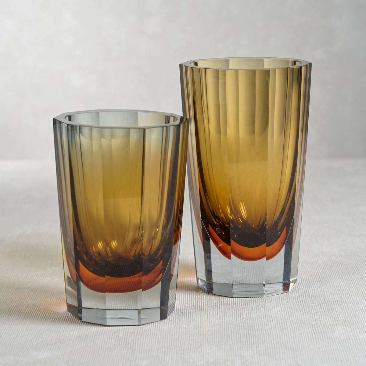 Zodax Combin Amber & Smoke Tonal Glass Vase, Small