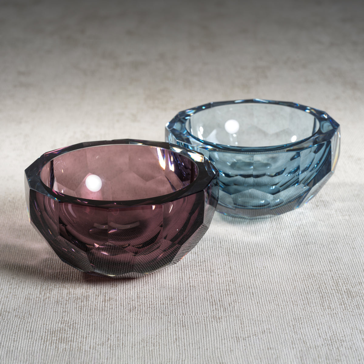 Zodax Valmorel Cut Glass Bowl, Sky Blue