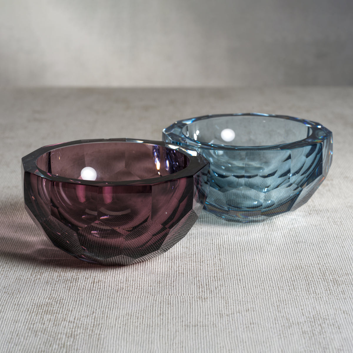 Zodax Valmorel Cut Glass Bowl, Sky Blue